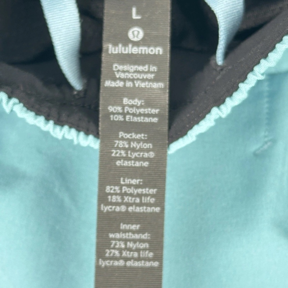 Lululemon Channel Cross Short  5" Swim Trunks Men’s Sz L Drawstring Sky Blue - Picture 4 of 10
